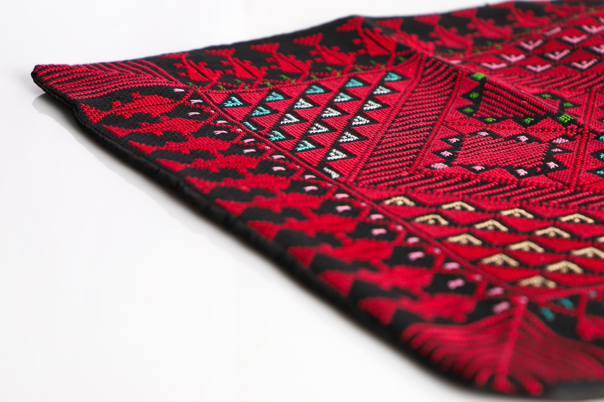 Hand-Stitched Embroidered Square Pillow - Luxurious Home Decoration