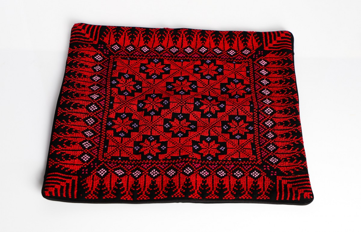 Handcrafted Embroidered Square Pillow - Elegant Home Decor Accent