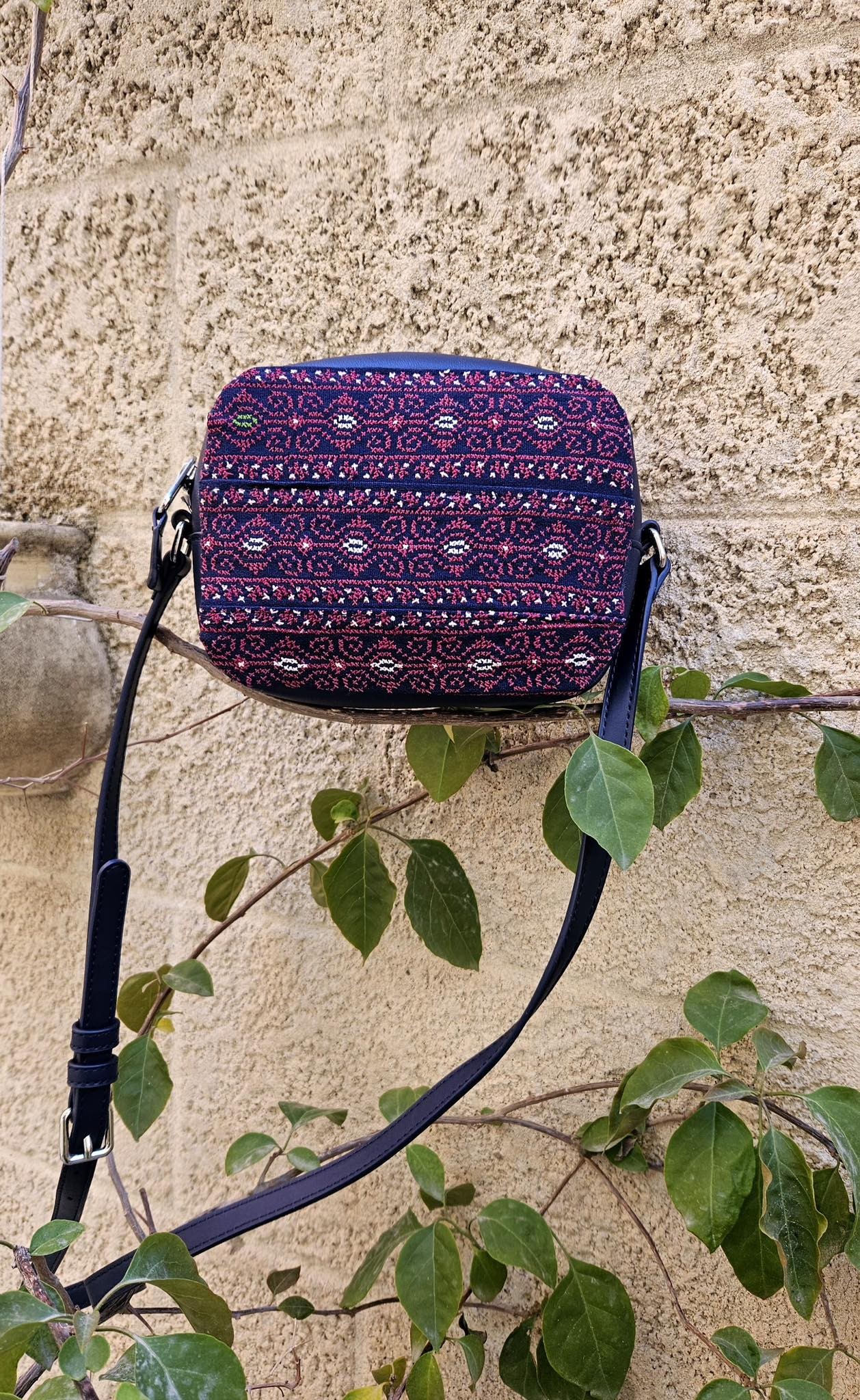 Navy Palestinian Embroidered Crossbody Bag